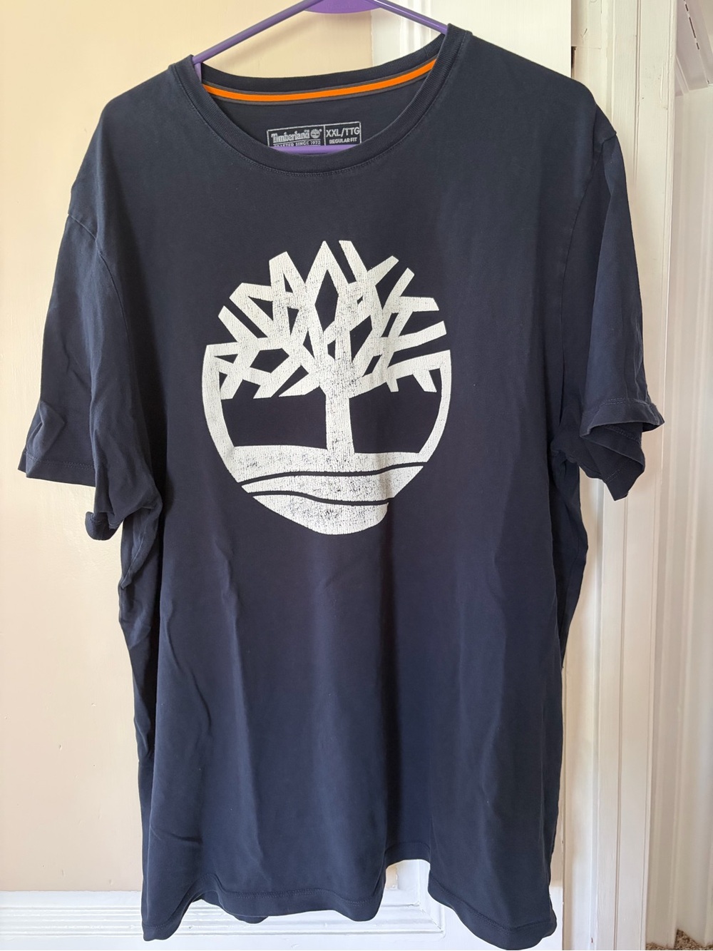 Timberland Navy Short-Sleeve Tee with White Tree Graphic